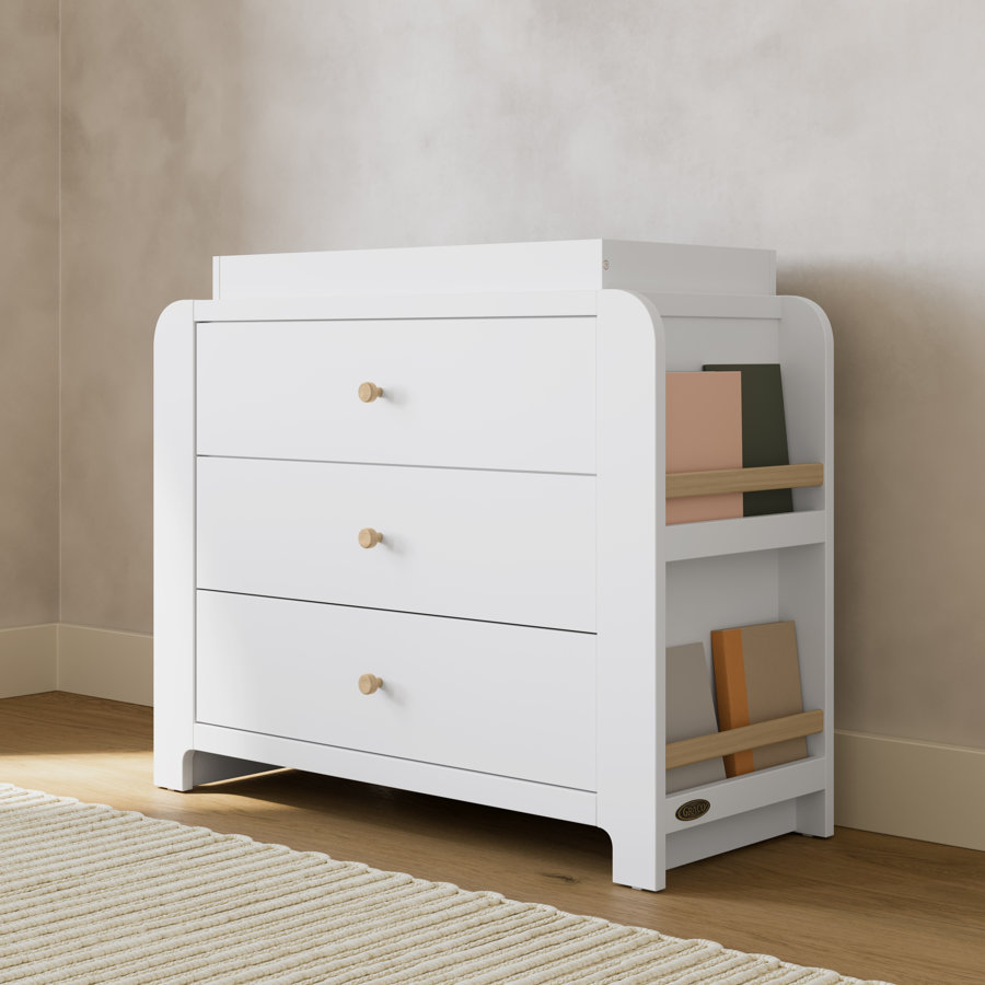 Read-With-Me 3 Drawer Chest With Bookshelves And Removable Changing Topper